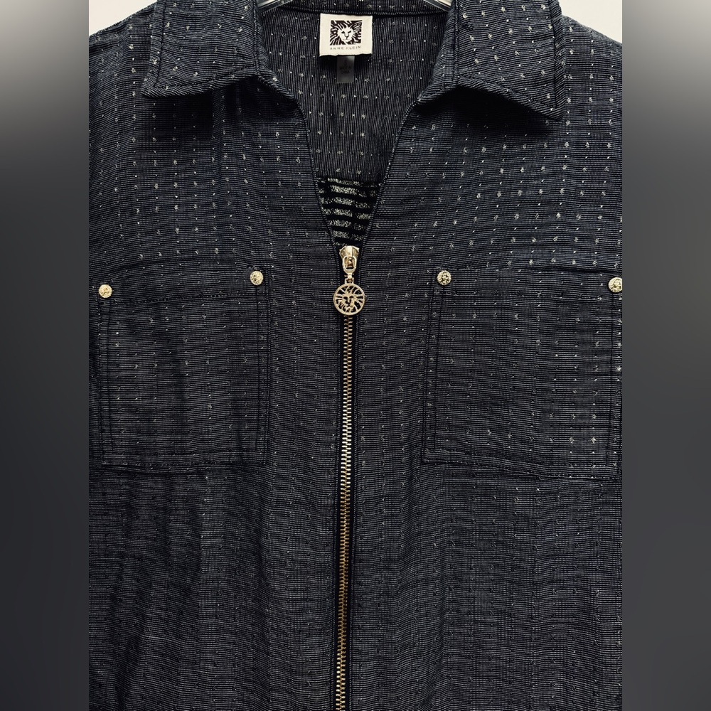 Anne Klein Dark Blue Patterned Jacket - image 7